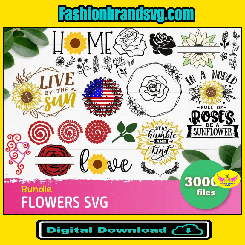 Flowers Bundle Svg, Trending Svg, Flower Svg, Rose Svg, Sunflower Svg,