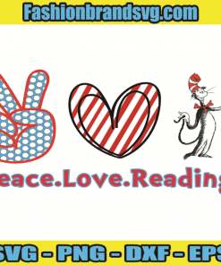 Peace Love Reading Cat Svg