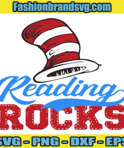 Cat Hat Reading Rocks Svg