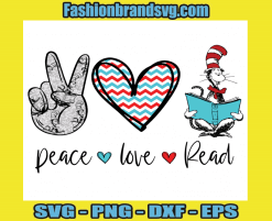 Peace Love Read Svg