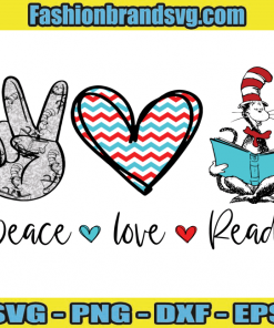 Peace Love Read Svg