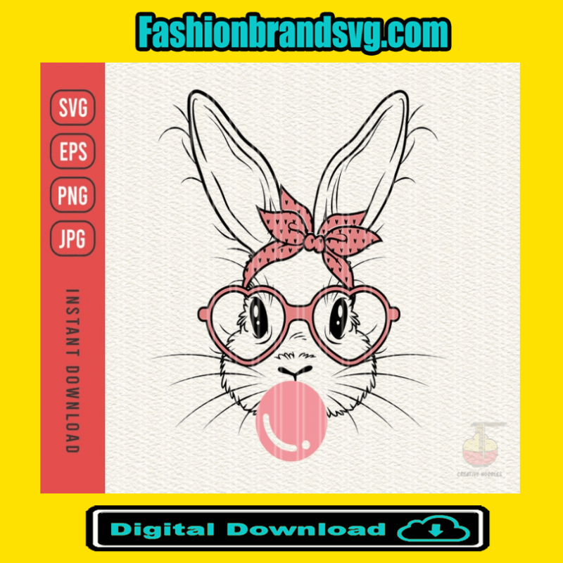 Cute Rabbit With Bandana Glasses
