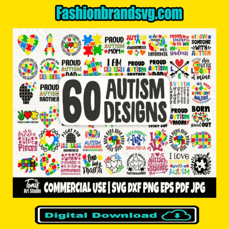 60 Autism Designs Bundle