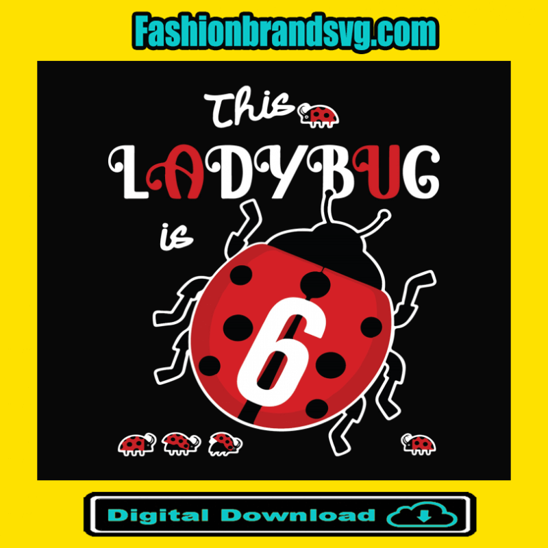 This Lady Bug 6 Years Old Birthday Svg