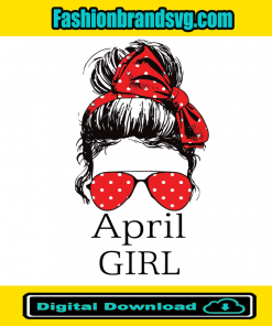 April Girl Red Bandana Sunglass Face Girls Birthday Svg