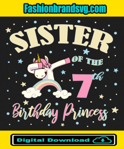 Sister Of The 7th Birthday Princess Svg