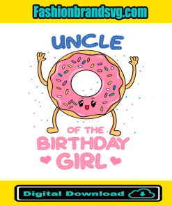 Uncle Of The Birthday Girl Pink Donut Svg