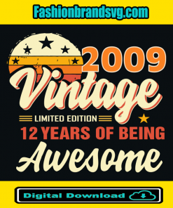 2009 Vintage 12 Years Of Being Awesome Svg