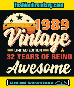 1989 Vintage 32 Years Of Being Awesome Svg