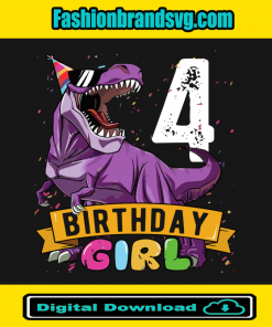 Purple T Rex 4th Birthday Girl Svg