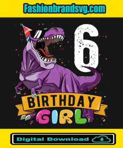 Purple T Rex 6th Birthday Girl Svg