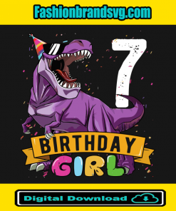 Purple T Rex 7th Birthday Girl