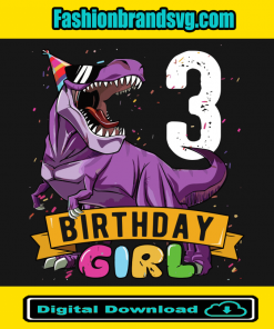 Purple T Rex 3rd Birthday Girl Svg