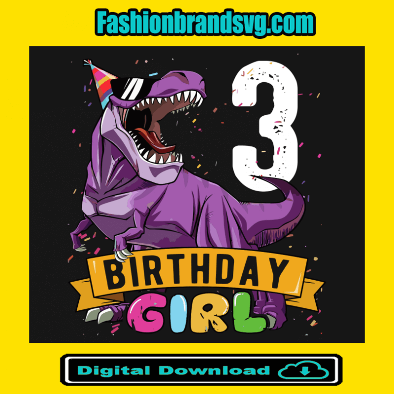 Purple T Rex 3rd Birthday Girl Svg