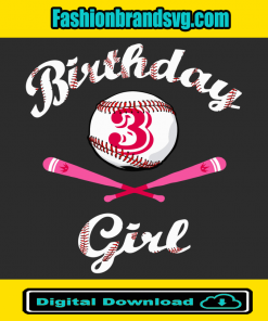 Baseball 3rd Birthday Girl Svg