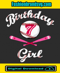 Baseball 7th Birthday Girl Svg