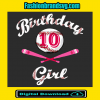 Baseball 10th Birthday Girl Svg