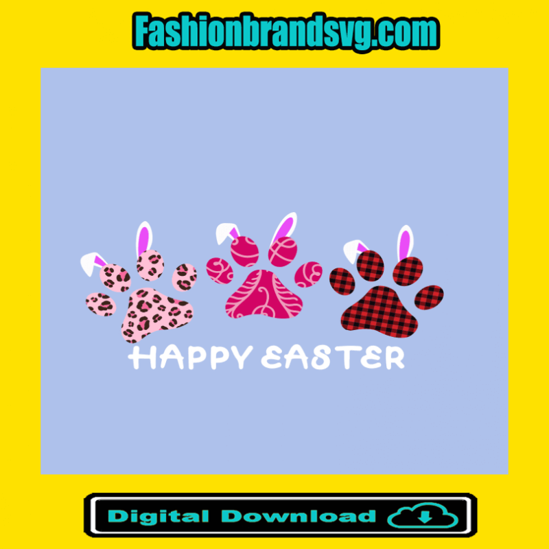 Happy Easter Dog Paw Svg