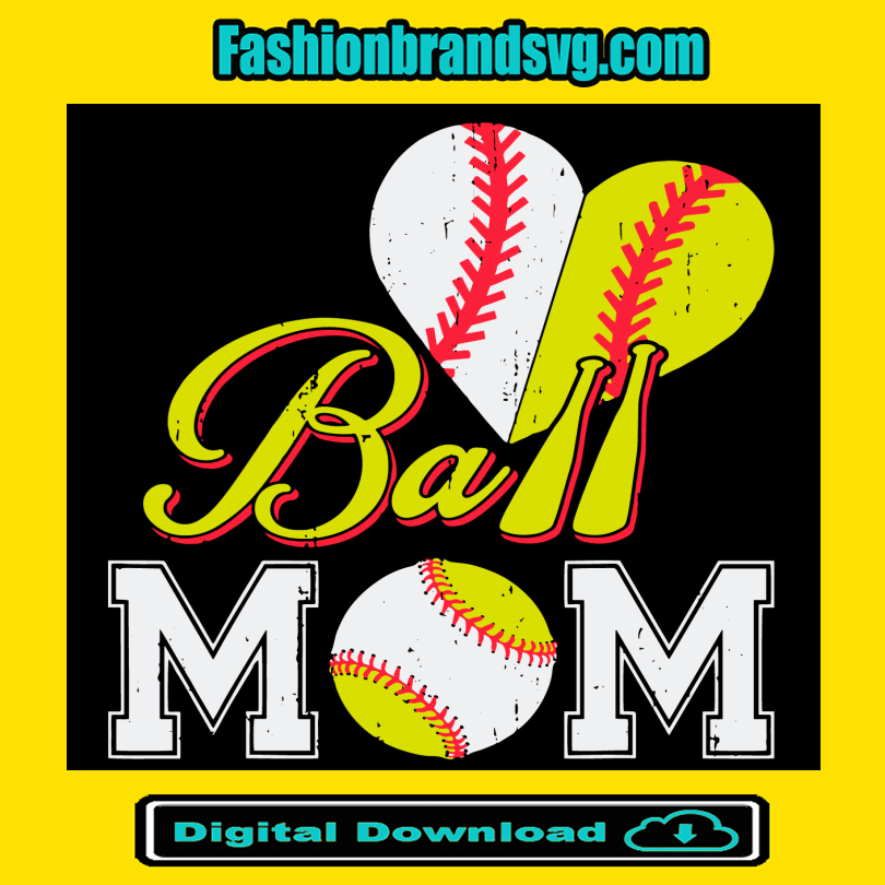 Ball Mom Softball Heart Svg, Mothers Day Svg, Mom Svg, Softball Mom Svg ...