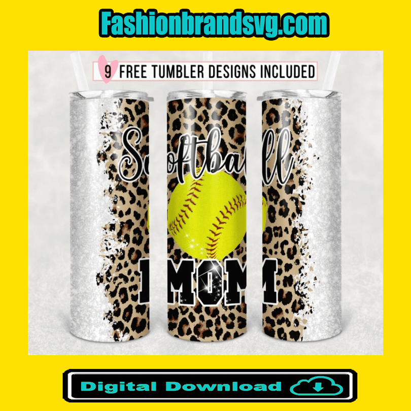 Glitter Leopard Softball Mom