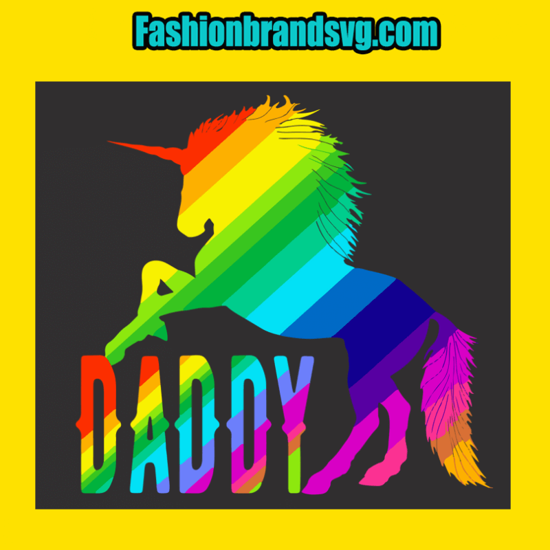 Daddy With Rainbow Unicorn Svg