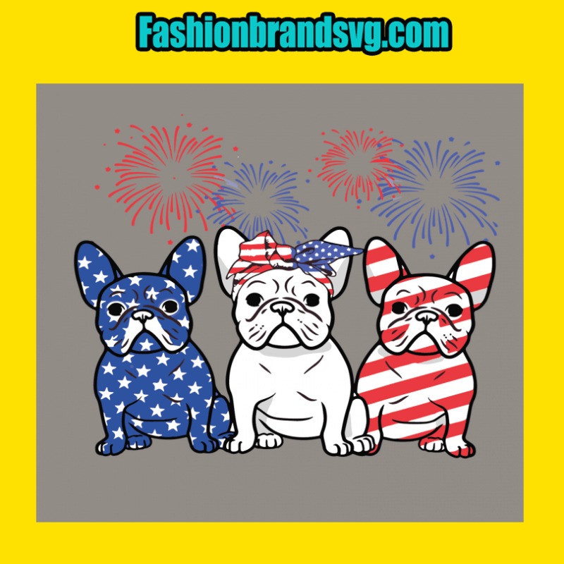 French Bulldog American Flag