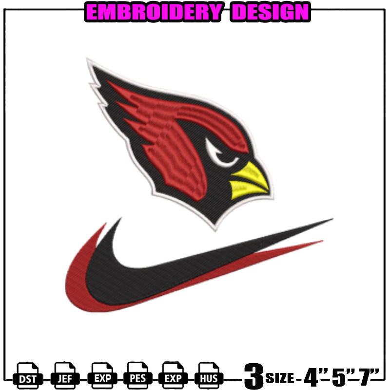 Arizona Cardinals Nike Swoosh Logo NFL Team Ebroidery Design Download