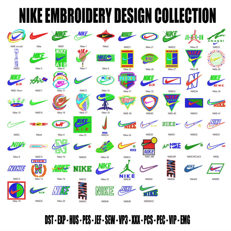 Nike Embroidery Bundle Design files, Digital Download Embroidery