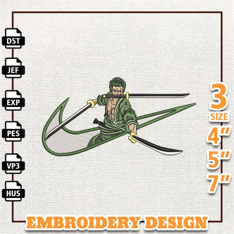 one-piece-zoro-nike-embroidery-design-file-instant-download