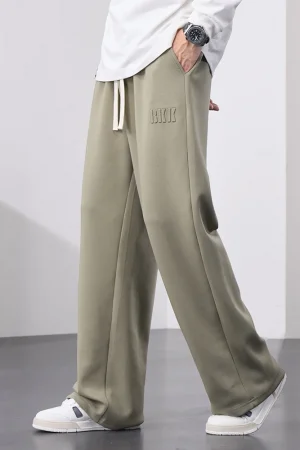Men's Straight Sweatpants Wide Leg Cotton Track Pants Drawstring Letter Sports Baggy Pants Casual Long Trousers Big Size 8XL