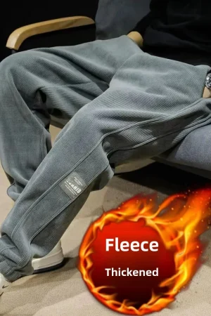 Autumn and Winter Men's Corduroy Casual Trousers Leggings Sweatpants Loose and Versatile Construction Site Pants Men's Trousers