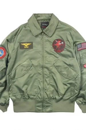 TOP GUN CWU-36P Spring Army Patch Pilot Flight Casual Outwear Men Bomber Coat Thin Jacket